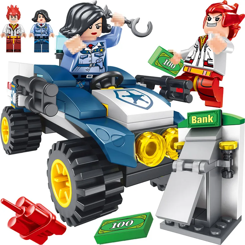 

Police Arrest Bank Robber Model Compatible Legoinglys Building Blocks Figure Car Chase Action Educational Children Toys