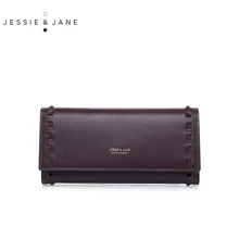 JESSIE&JANE New Simple Rivet Long Women Wallets Fashion Women Leather Purse 5461