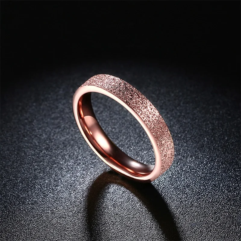 YANHUI Never Fade Rose Gold Color Wedding Ring Titanium Steel Jewelry Frosted Couple Engagement Rings For Men and Women LR089