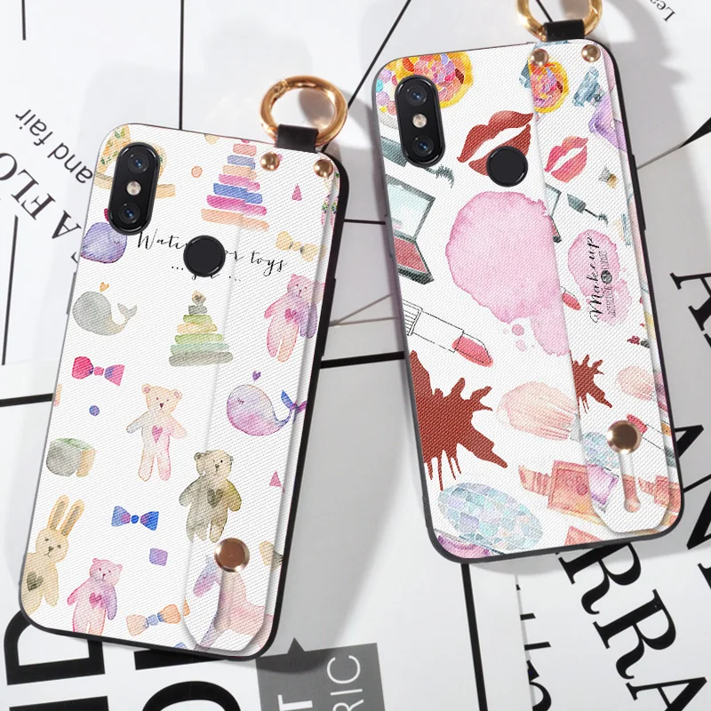 

Matte Phone Case For Xiaomi Mi 8 Pro Explorer Mi8 SE Back Frosted Sext Lip Cover For Xiaomi Mi 8 Lite Ring Strap Stand Case