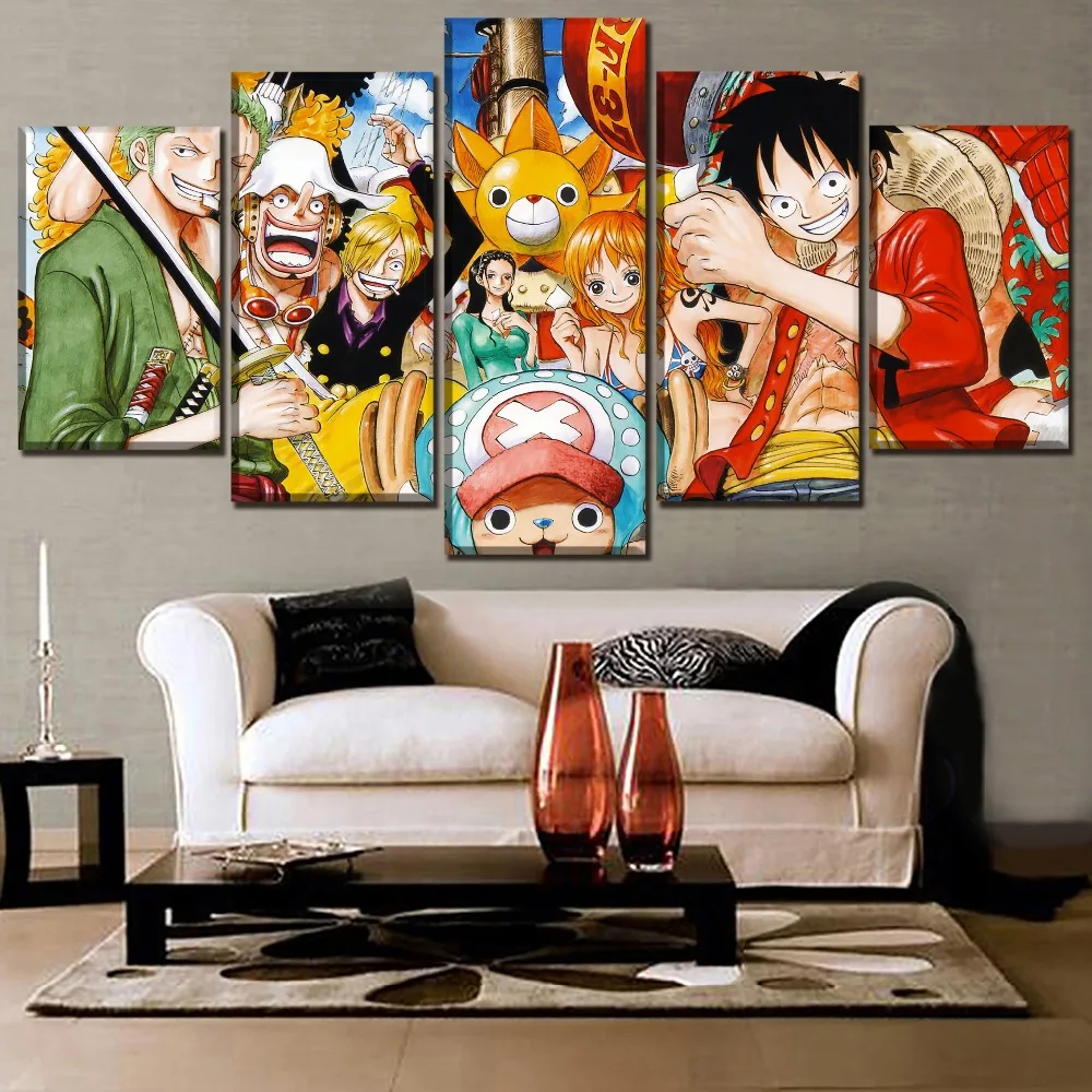 

5 Pieces One Piece Animation Poster Role Painting Modern Top-Rated Canvas Print Picture Home Decor Wall Art Modular Framework