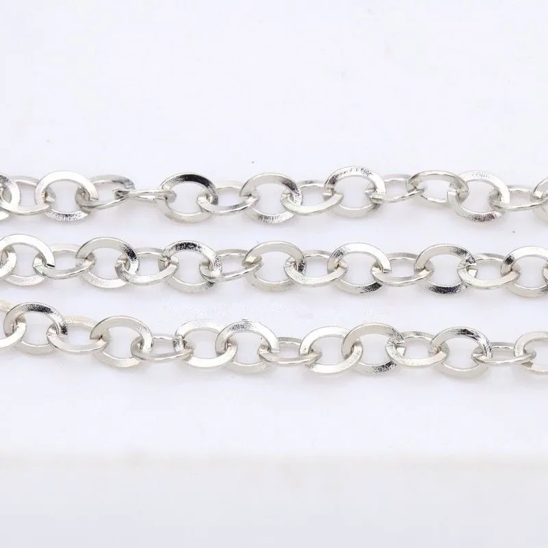 2m/lot 7x9mm Flat Link Silver Open Link Metal Chain Findings for DIY