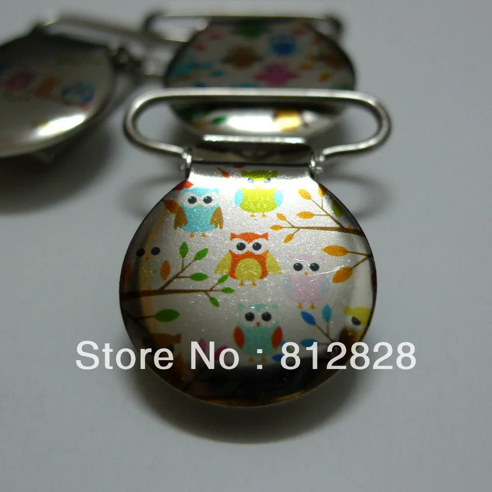 

25pcs 1'' 25mm Enamel Multi Owls Pacifier Clips