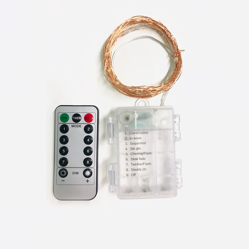 

10m 5m 100/50LED Copper Wire Lamp 8 Function Remote Control Waterproof Battery Box Light String Decorative Fairy Lights