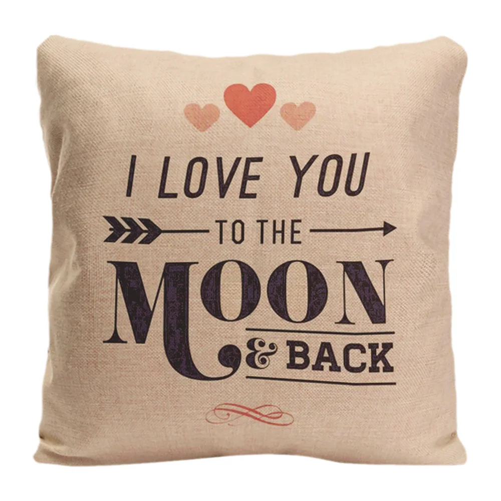 أنا أحبك إلى القمر و الظهر وسادة غطاء القطن الكتان جميلة الزفاف الديكور سيارة مكتب أريكة وسادة وسادة تغطي المنزل حالة