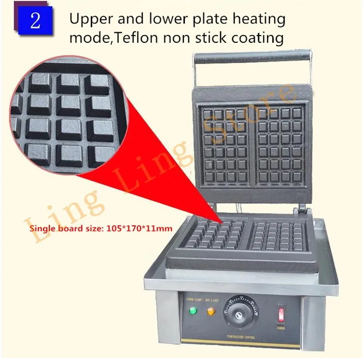 110/220 В Коммерческая электрическая вафельница антипригарная профессиональная электрическая машина для выпечки кексов контроль температуры EU/AU/UK/US Plug