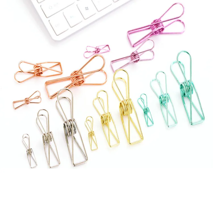 colorful spring clip metal paper letter clips 32mm 54mm 74mm rose gold