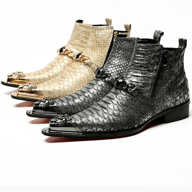 Zobairou gold black combat boots for sale dress military boots steel toe work shoes men side zipe chelsea botas militares