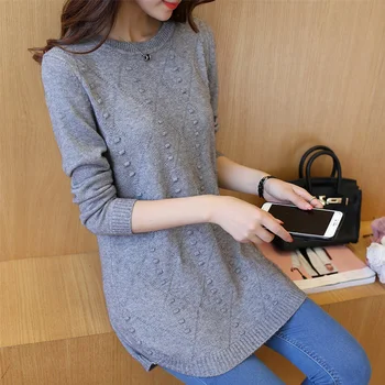 

Chompas de mujer para el invierno Autumn Winter Long Knitted Sweaters and Pullovers O Neck Loose Knitwear Sueter Mujer