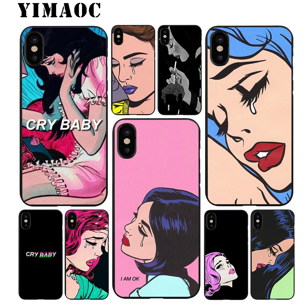 YIMAOC Cry Baby Pop Art Мягкий ТПУ Черный силиконовый чехол для iPhone X или 10 8 7 6 6S Plus 5 5S SE Xr Xs Max