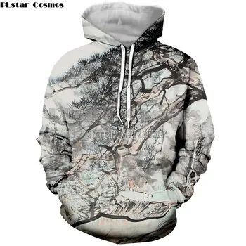 

PLstar Cosmos 2018 New Design Fashion Chinoiserie Hoodies Women/Men Chinese Style ink Painter Hoodie Sweatshirt Unisex Pullover