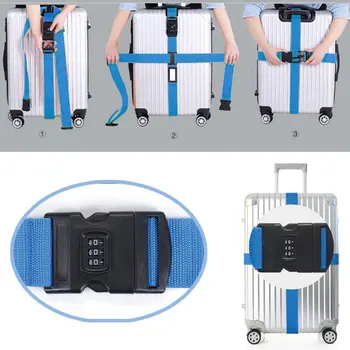 

Adjustable Nylon Suitcase Luggage Packing Strap Cross Belt with 3 Digits Password Lock Outdoor Sports Traveling Equipment