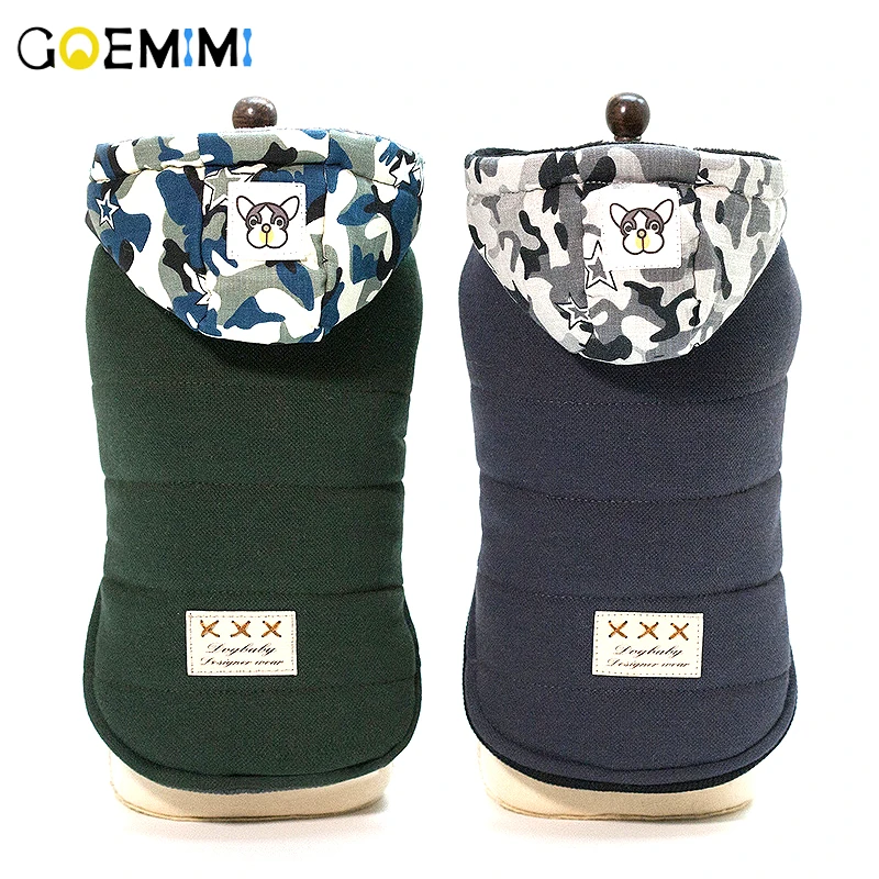 

New Dog Winter Jacket With Fur Hood Button Design Clothes For Puppy Top Quality Coat Jackets for chihuahua