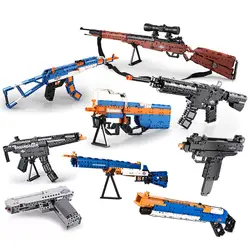 Снайперское стрелковое оружие спецназ Военная Оружейная упаковка Лот Конструкторы моделирование зданий комплекты WW2 AK47 98K детские игрушки