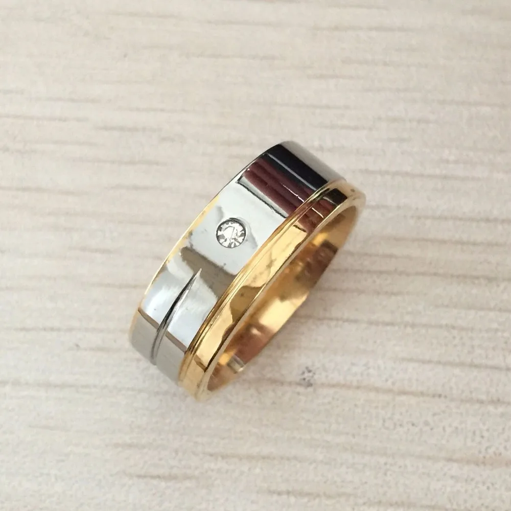 Модные Роскошные 8 мм кольца Позолоченные посеребренные кольца из нержавеющей стали для женщин и мужчин свадебные кольца дизайн