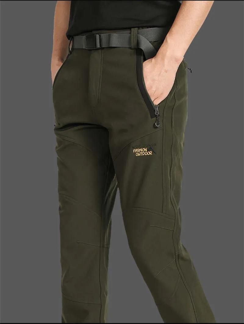Осень-зима теплые флисовые штаны верхняя одежда Для мужчин Повседневное штаны-карго бархатной подкладкой быстросохнущая военные брюки