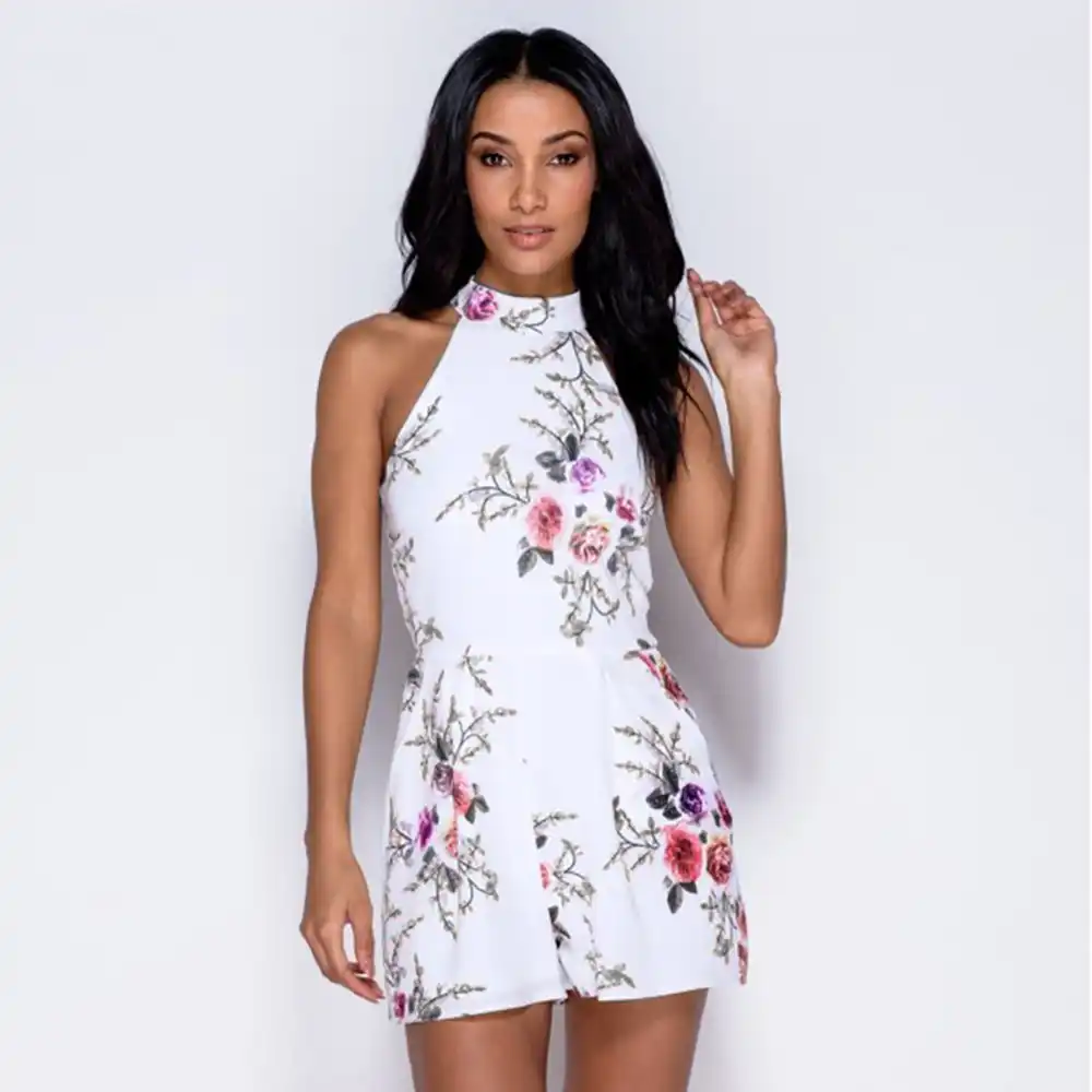 high neck floral jumpsuit