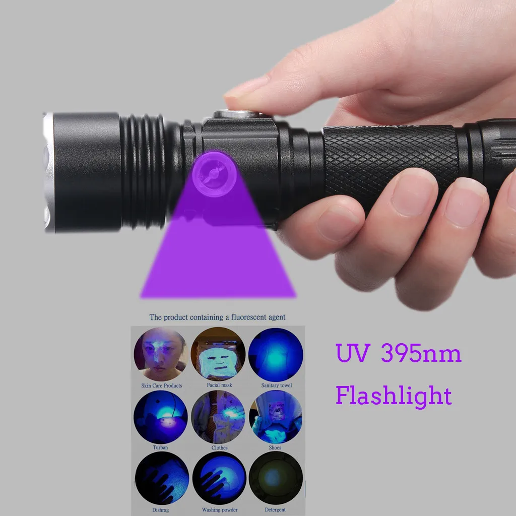 

Tactical LED Flashlight T6+ UV 395nm LED UV Flashlight Ultraviolet Torch With Zoom Function Waterproof Bicycle Light #3.5