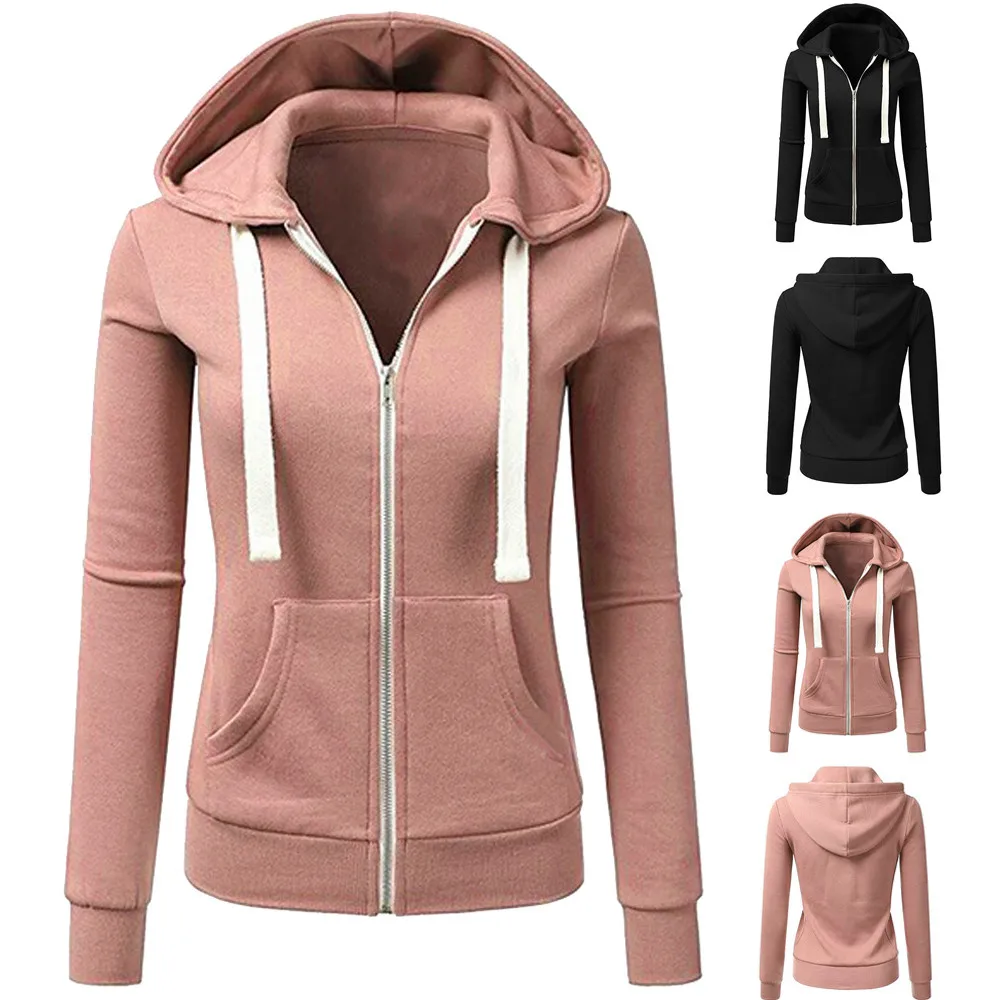 

Fashion Women Long Sleeve Patchwork Solid Color Hooded Zipper Casual Sport Ventilate Coats And Jackets Women Winter Autumn A25