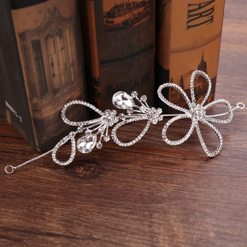 

Vintage Silver Flower Crystal Hairpin Women Rhinestone Hair Jewelry For Wedding Hair Accessories Bride Jewelry