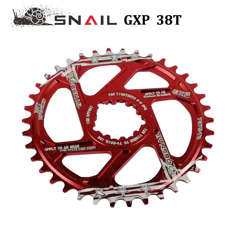 SNAIL GXP 7075 MTB велосипедная шатунная пластина 38 т узкий широкий лоток Запчасти для велосипедов, изготовленные на станках с ЧПУ чудаки MTB применяются к sram x9 xx1 xo xo1 шатун - Цвет: red