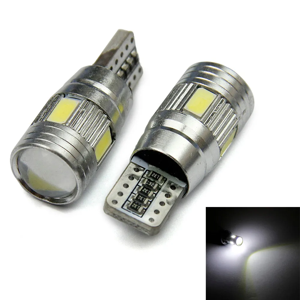 

kongyide 2X T10 W5W LED Interior Xenon White blue red LED CANBUS 6SMD 5630 Car Backup Reserve Lights Bulb Tail Lamp Xenon White