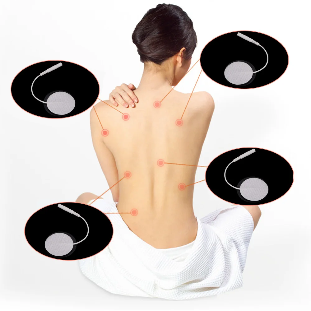 

Dia 8cm 100Pcs/lot Round Electrode Pads with Cable for Medium Frequency Digital TENS Therapy Machine Body Massager 4cm 3.5cm