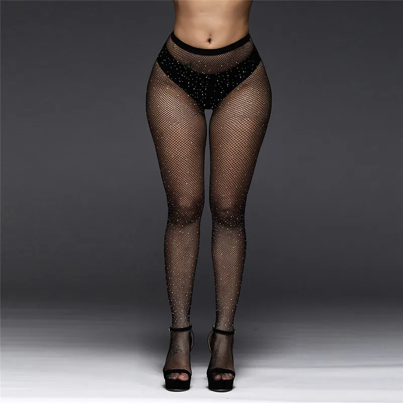 

Women Sexy Crystal Rhinestone Fishnet Net Hollow Out Sparkle Mesh Stockings Ladies Fishne Stockings Pantyhose