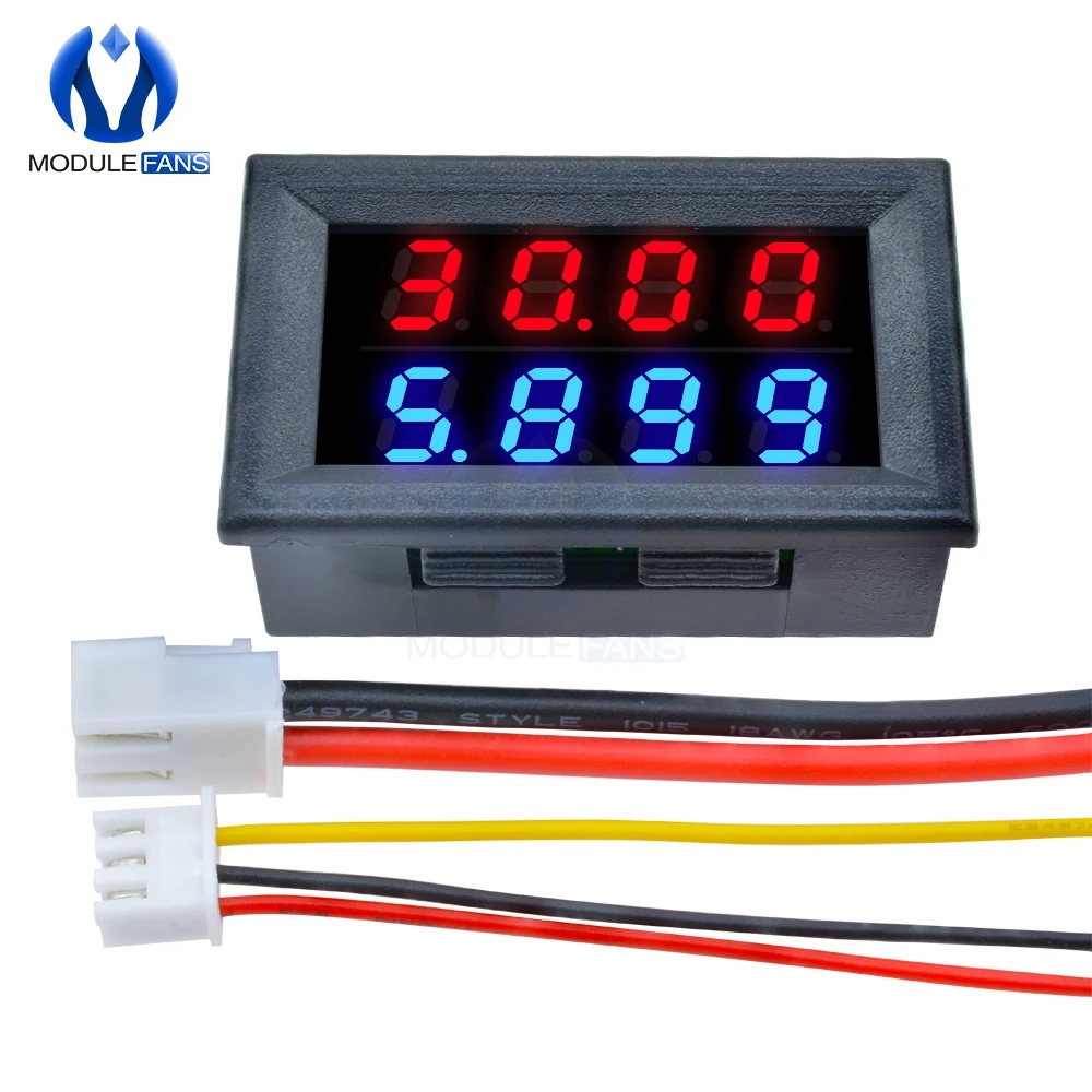 Digital LED Voltmeter Ammeter 0.28 INCH 0-100V 10A 5 Wires