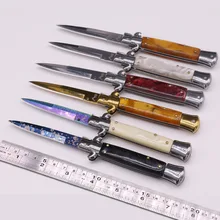 FBIQQ 9 дюймов акриловая ручка итальянский Крестный отец стилет 440C стальное лезвие выживания Открытый кемпинг ножи одного действия