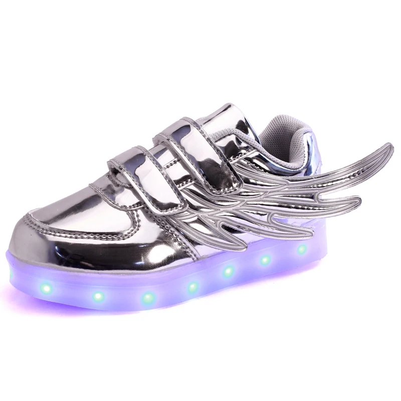 Luzes até Sapatos da Forma Jawaykids Novo Carregamento Brilhante Tênis Crianças Correndo Led Asas Luminosos Meninas Meninos Usb 20 High Quality Mamãe e Bebê