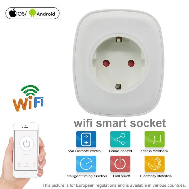 

WIFI Smart Socket Plug EU Plug 220V 16A Voice Remote Control Smart Timing Switch Work For Amazon Alexa/Google Assistant