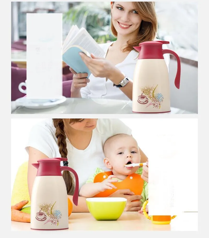 Household Office 1.3L1.6L Vacuum Thermos Pot Coffee Insulated Carafe Hot Water  Kettle Thermos Flask Bottles Free Shipping19