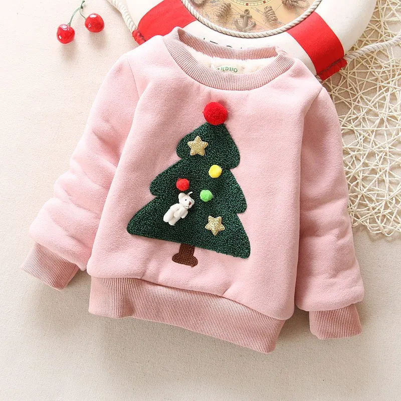 Теплый зимний свитер для новорожденных девочек; Рождественские свитера для маленьких девочек; бархатная верхняя одежда для малышей; костюм для девочек