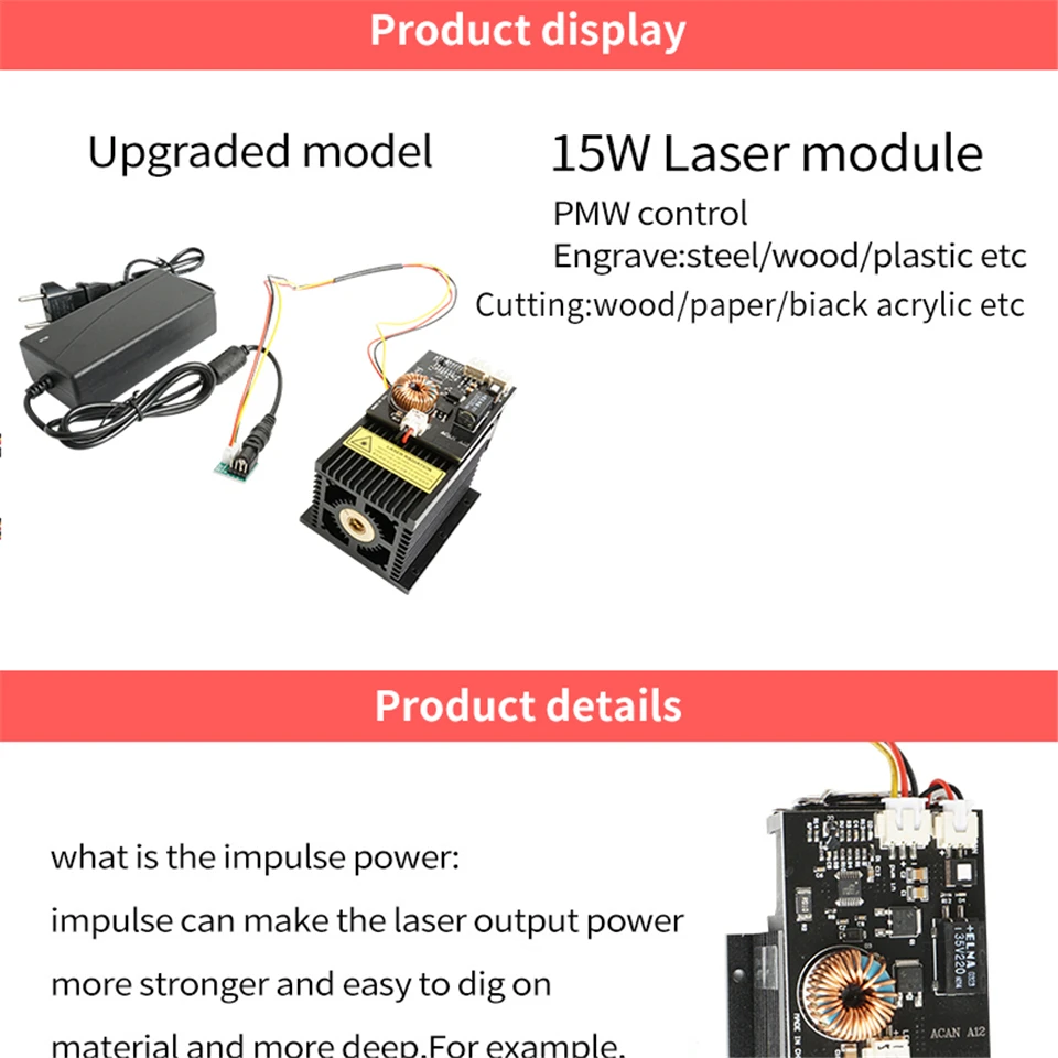 DIY 445nm 15 Вт, 15000 мВт синий лазерный модуль, высокая мощность для ЧПУ Резак Металл Сталь гравер гравировальный станок Регулировка по DHL