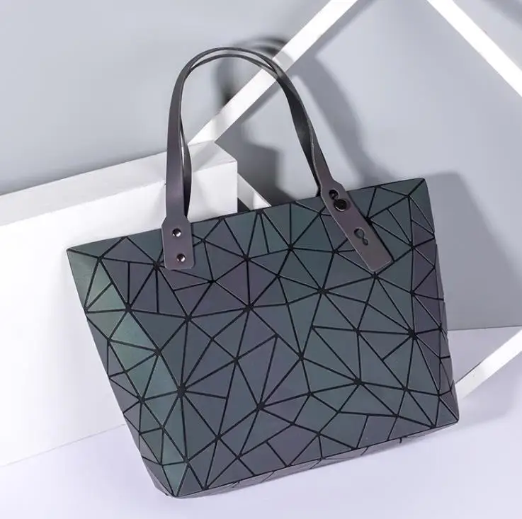 

Fashion luminous geometric tote shoulder bags large capacity handbags waterproof leather handbags for women ladies laptop bags