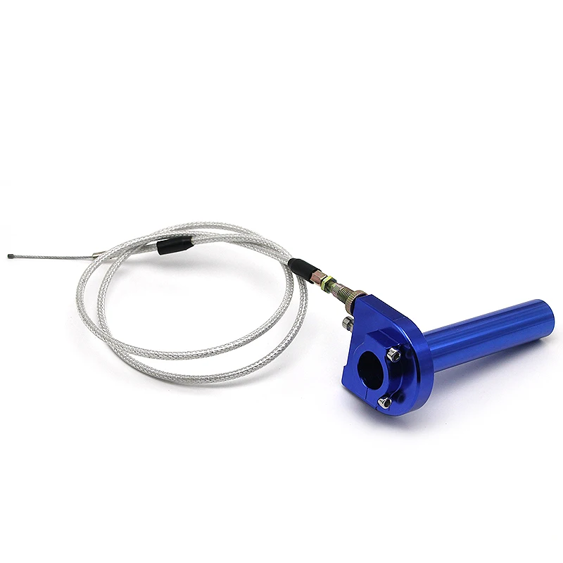 Алюминиевая рукоятка с поворотом дроссельной заслонки+ кабель, используемый на всех брендовых мотоциклах 22 мм - Цвет: Blue