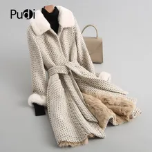 PUDI A68247 парка из настоящего полиэстера, пальто, куртка, пальто, Женское зимнее Норковое меховое пальто с воротником из меха ягненка, теплое пальто, осенне-зимнее пальто