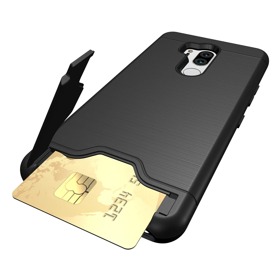 

Luxury Hidden Card Slot Phone Case for LG G7 Thinq G6 Heavy Duty Full Protection Line Pattern Wallet Hybrid Back Cover Capa