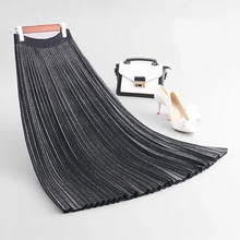 Осенние женские вязаные длинные юбки с высокой талией женские толстые зимние длинные юбки Saia Faldas женские плиссированные юбки