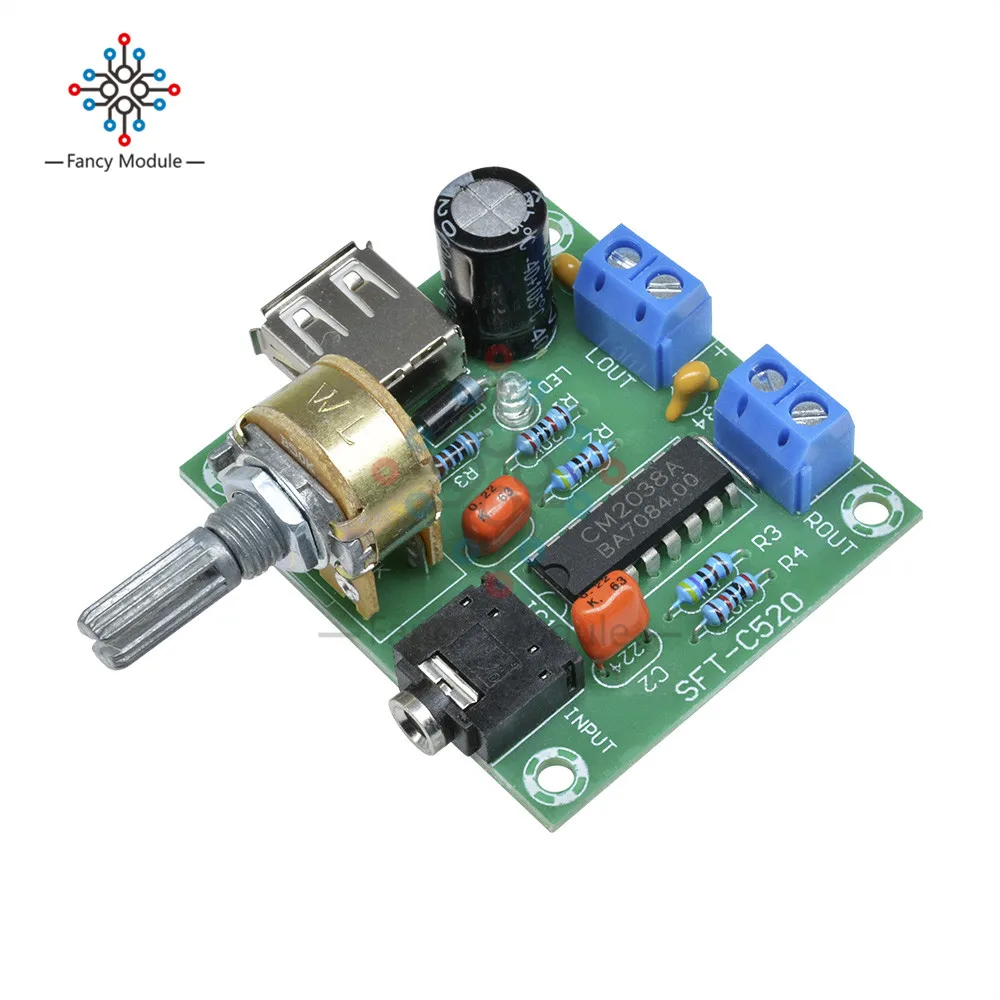 

PM2038 Dual Track 5Wx2 Amplifier Board 5W+5W Module USB Power Supply DC 2-6V