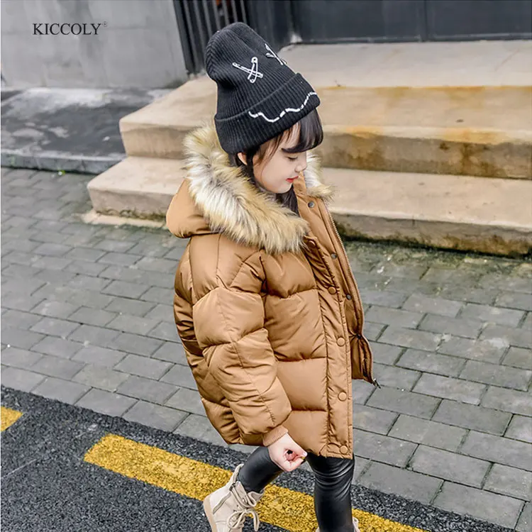 

KICCOLY New Baby Girls Boys Winter Coat 2-8T Raccoon Fur Collar Hooded Children Patchwork Down Kids Winter Jacket Warm Outerwear