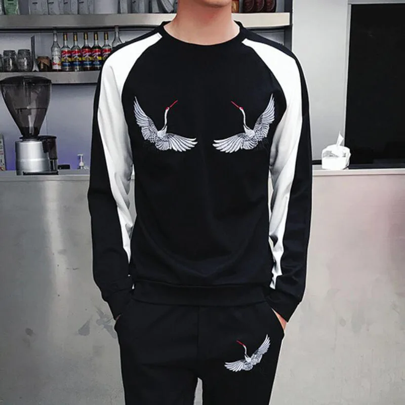 2 Piece Tracksuit Men hoodies With Long pants Long Sleeve Casual Jogger Set Spring Fashion Animal Sweat Suit Men Plus Size