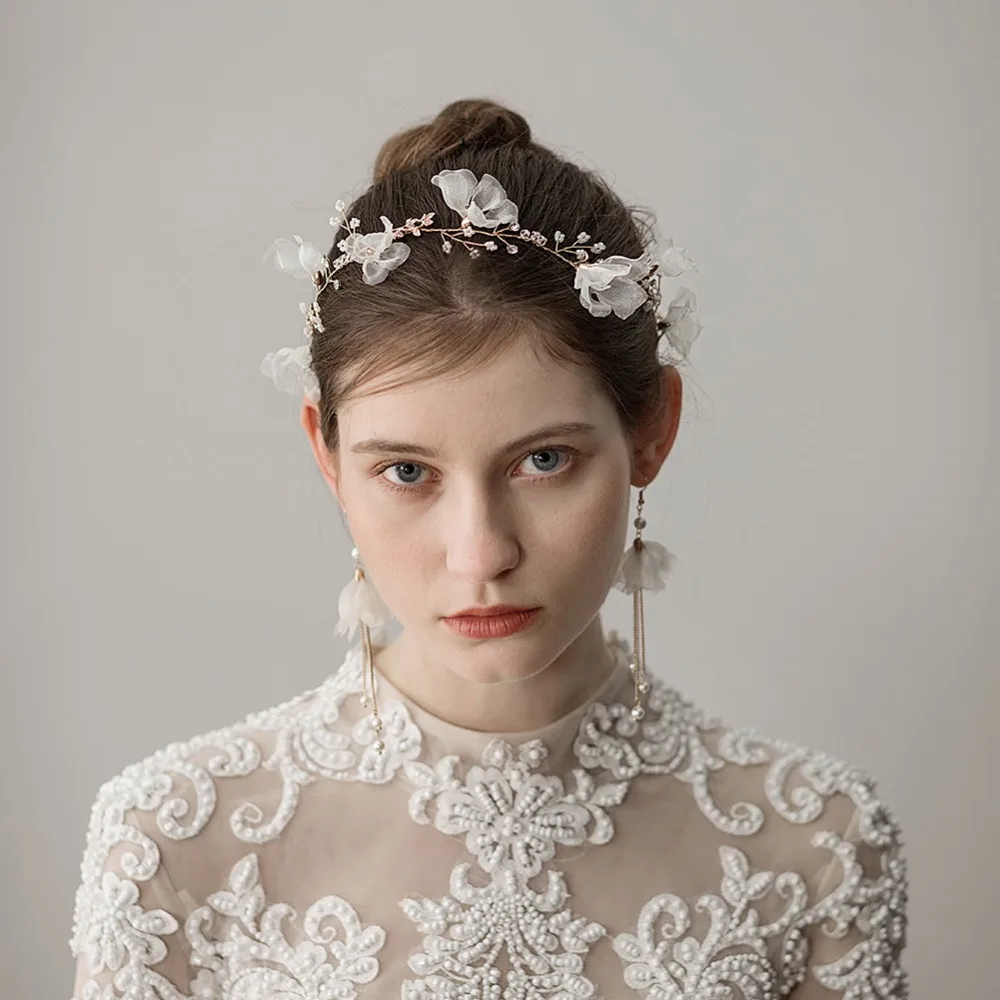 

Sweet Women Girl Headband Diamante Flower Tiara Fiori Elegant Bride Accessories In Stock EE338