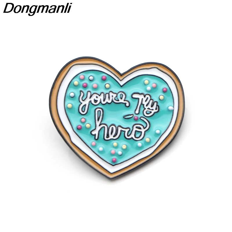 P3636 Dongmanli You Are My Hero печенье металлические эмалированные булавки и броши для женщин