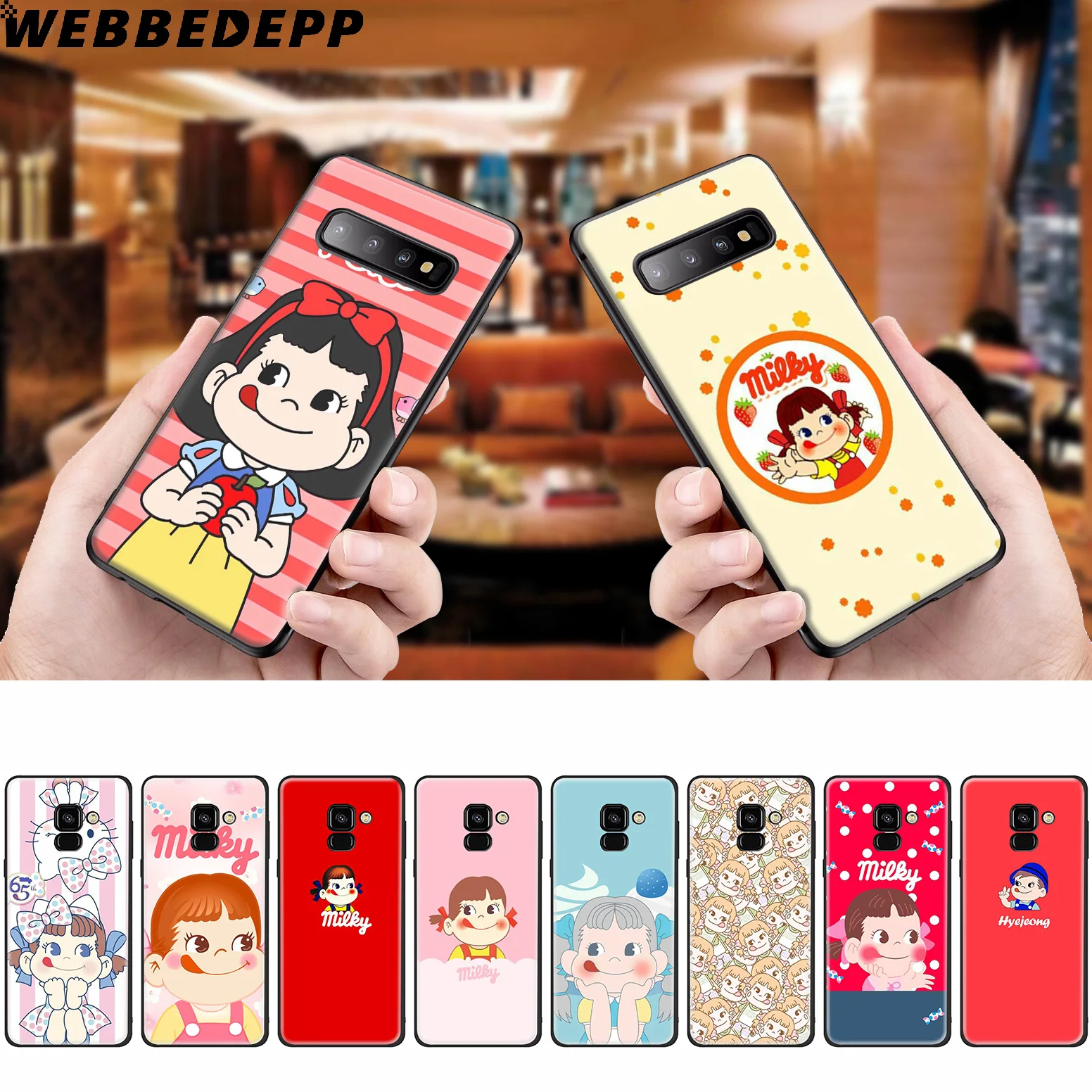 WEBBEDEPP Kawaii Milky Anime Girl Silicone Case for Samsung Galaxy A3 A5 A6 A7 A8 A9 A10 A20 A30 A40 A50 A70 M10 M20 M30 |