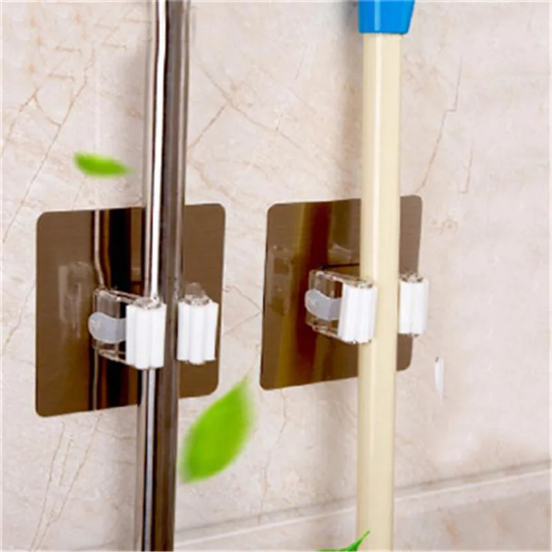 PVC جدار شنت ممسحة و حامل مكنسة الحمام رفوف التخزين الالتصاق تخزين السنانير حديقة أداة المنظم قابلة لإعادة الاستخدام رف