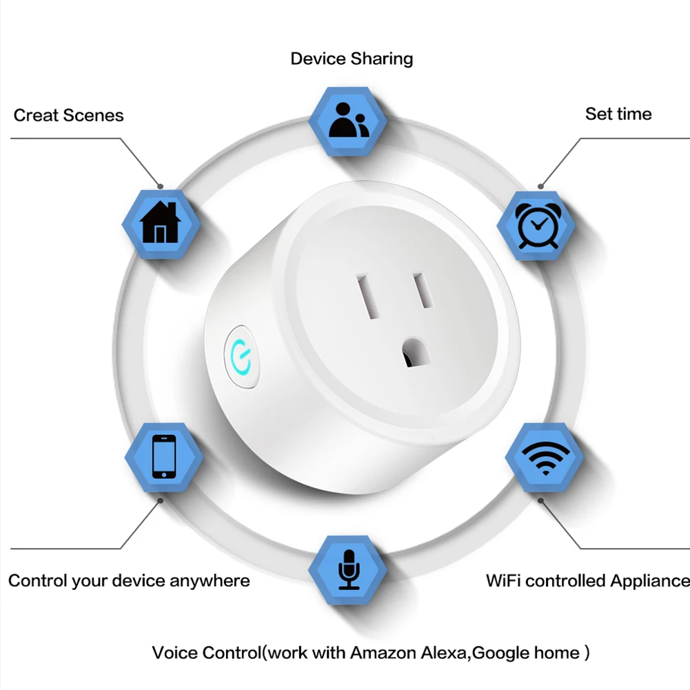 США/Великобритания/FR Smart Plug Wi-Fi Разъем питания для Amazon Echo Alexa Голосовое управление/Google Home/IFTTT мобильный телефон таймер переключатель гнездо