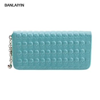 

Skull Zipper Embossing PU Leather Purse Long Style Lady Wallet New
