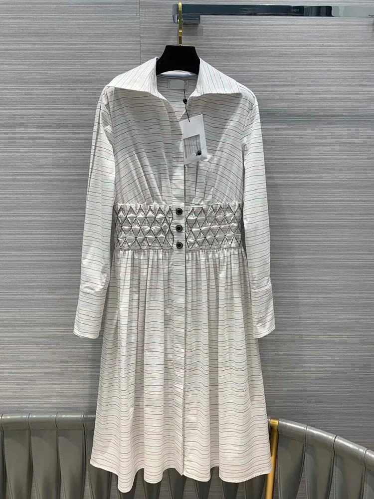 

women fashion 2019 turn-down collar print dresses at190119